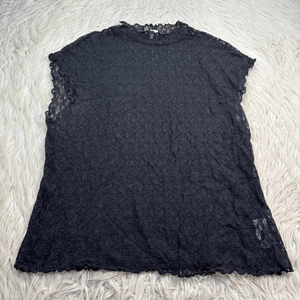 Old Navy Women's XL Black Sheer Lace Mock Neck Sleeveless Top Goth Whimsigoth
